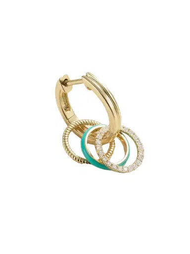 Yvonne Léon 9-karat Gold, Enamel And Diamond Single Hoop Earring | Thumbnail 1