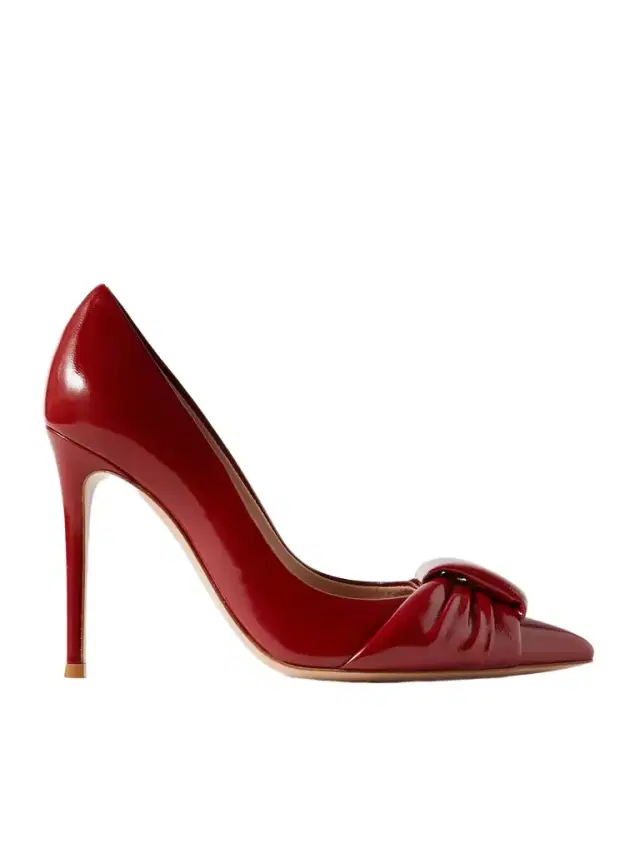 95 Gathered Glossed-leather Pumps