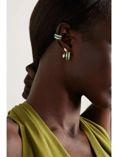 Anita Ko Lola 18-karat Gold, Emerald And Diamond Hoop Earrings | Thumbnail 4 Anita Ko Lola 18-karat Gold, Emerald And Diamond Hoop Earrings | Thumbnail 4