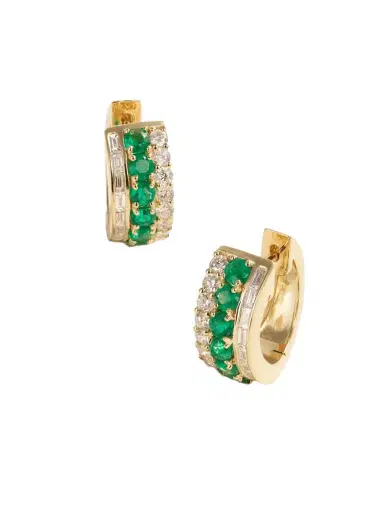 Anita Ko Lola 18-karat Gold, Emerald And Diamond Hoop Earrings | Thumbnail 1 Anita Ko Lola 18-karat Gold, Emerald And Diamond Hoop Earrings | Thumbnail 1