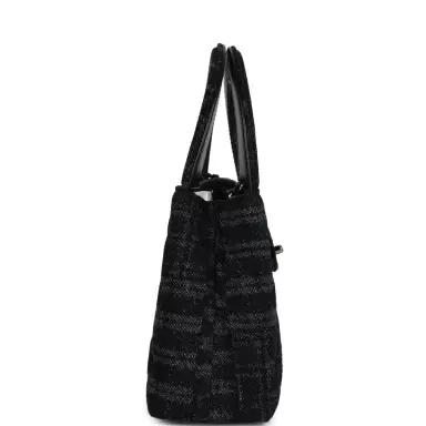 Chanel Chanel Small Kelly Shopper Dark Grey & Black Plaid Canvas Ruthenium Hardware | Thumbnail 4