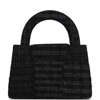 Chanel Chanel Small Kelly Shopper Dark Grey & Black Plaid Canvas Ruthenium Hardware | Thumbnail 5