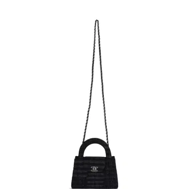 Chanel Chanel Small Kelly Shopper Dark Grey & Black Plaid Canvas Ruthenium Hardware | Thumbnail 7