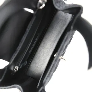 Chanel Chanel Small Kelly Shopper Dark Grey & Black Plaid Canvas Ruthenium Hardware | Thumbnail 8