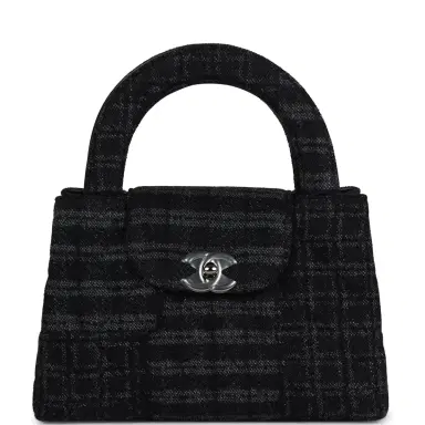 Chanel Chanel Small Kelly Shopper Dark Grey & Black Plaid Canvas Ruthenium Hardware | Thumbnail 1