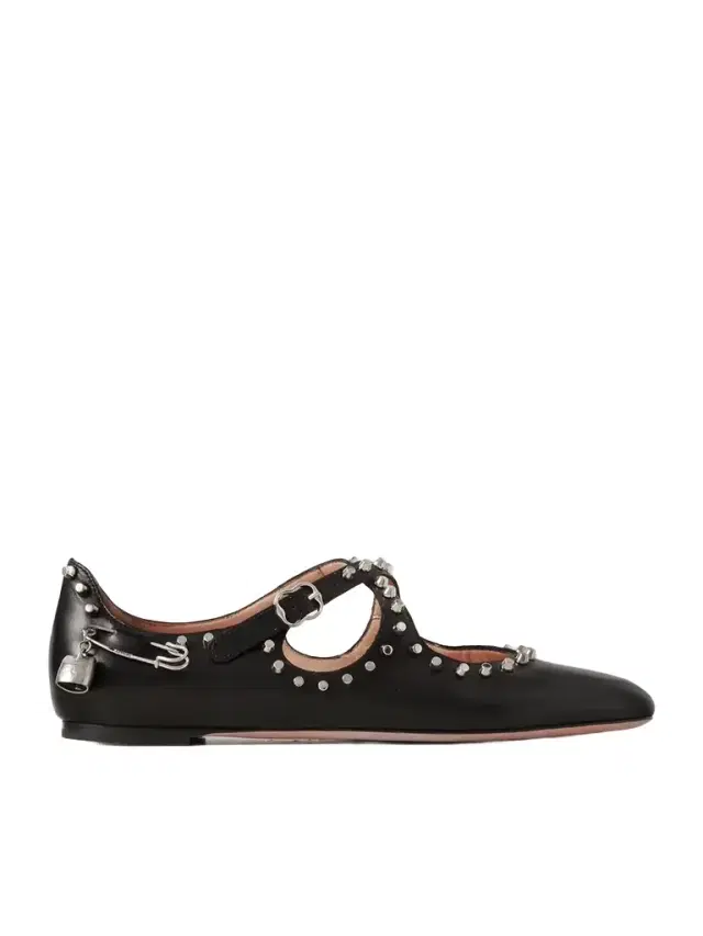 Embellished Studded Leather Ballet Flats