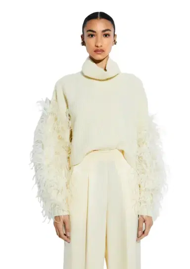 LAPOINTE Cashmere Turtleneck Sweater With Feathers | Thumbnail 1 LAPOINTE Cashmere Turtleneck Sweater With Feathers | Thumbnail 1