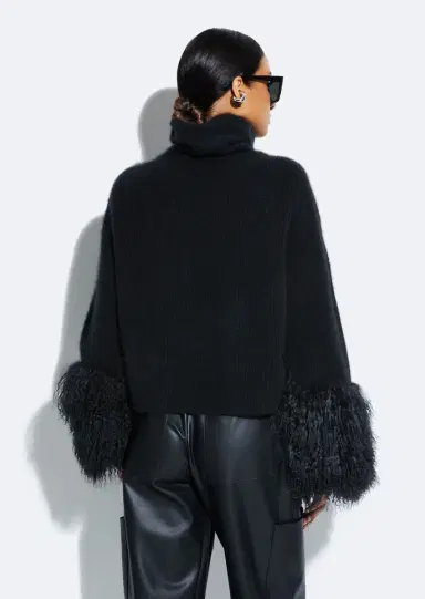 Lapointe Cashmere Turtleneck Sweater With Shearling | Thumbnail 2 Lapointe Cashmere Turtleneck Sweater With Shearling | Thumbnail 2
