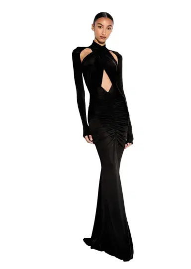 Lapointe Jersey Halter Ruched Gown | Thumbnail 1