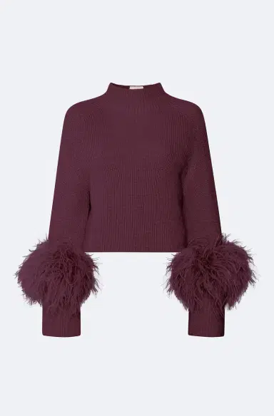 Lapointe Merino Mock Neck Sweater With Feathers | Thumbnail 4