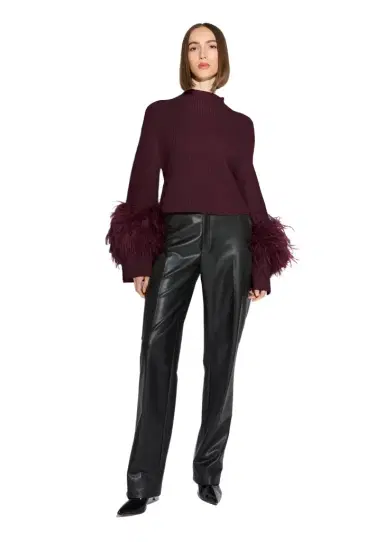 Lapointe Merino Mock Neck Sweater With Feathers | Thumbnail 1