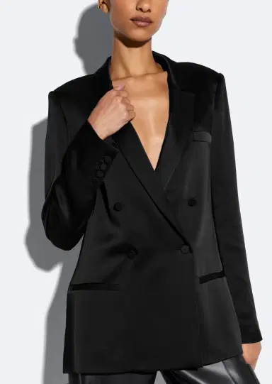 Lapointe Satin Double Breasted Blazer | Thumbnail 3 Lapointe Satin Double Breasted Blazer | Thumbnail 3
