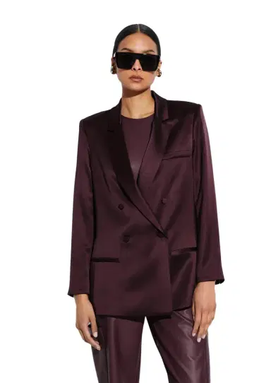 Lapointe Satin Double Breasted Blazer | Thumbnail 1 Lapointe Satin Double Breasted Blazer | Thumbnail 1