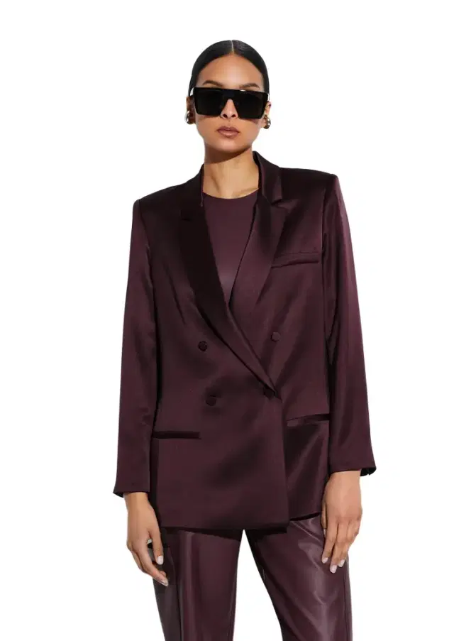 Satin Double Breasted Blazer