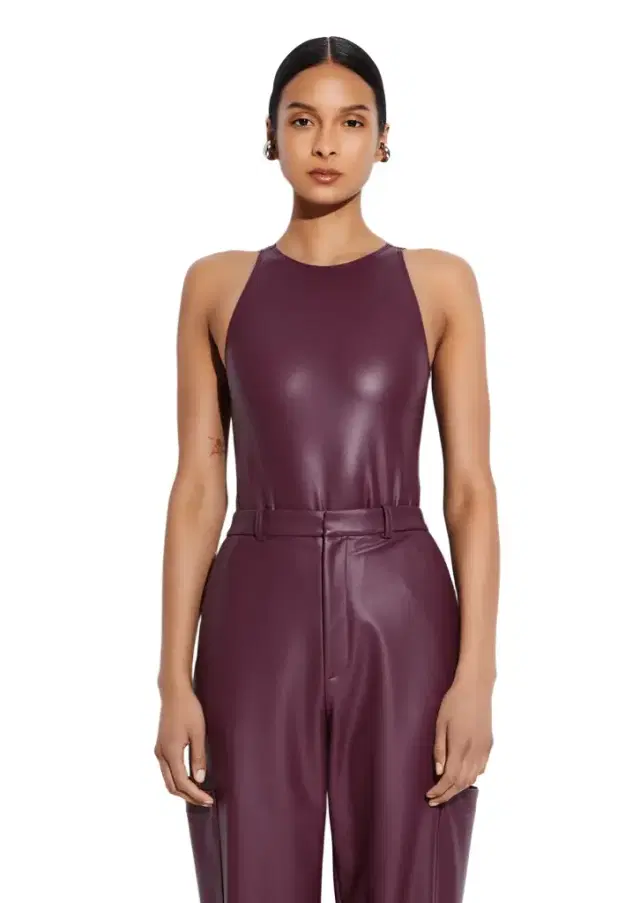 Stretch Faux Leather Bodysuit