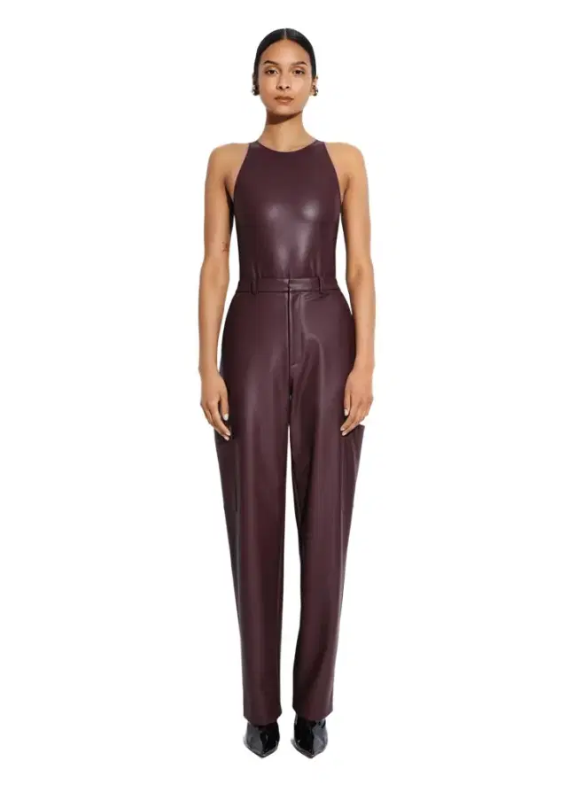 Stretch Faux Leather Tapered Trouser