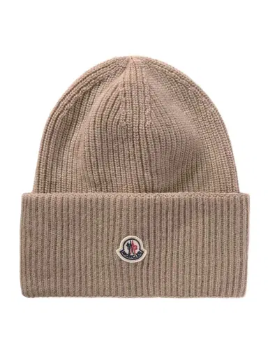 Moncler Logo-appliquéd Ribbed Wool Beanie | Thumbnail 1 Moncler Logo-appliquéd Ribbed Wool Beanie | Thumbnail 1