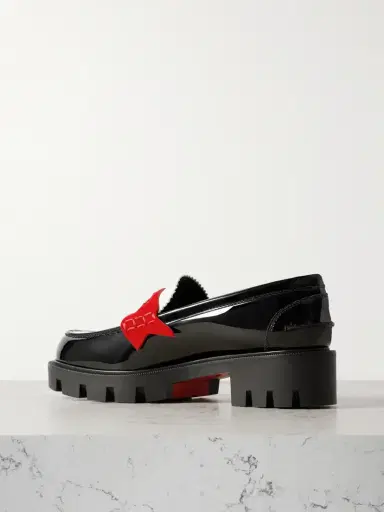 Christian Louboutin Penny Velour-trimmed Leather Loafers | Thumbnail 3 Christian Louboutin Penny Velour-trimmed Leather Loafers | Thumbnail 3