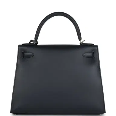 HERMÈS Hermes Special Order (HSS) Kelly Sellier 28 Bleu Obscur Verso Sombrero Palladium Hardware | Thumbnail 4 HERMÈS Hermes Special Order (HSS) Kelly Sellier 28 Bleu Obscur Verso Sombrero Palladium Hardware | Thumbnail 4
