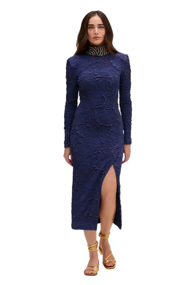 PatBo Chain Embellished Jacquard Midi Dress