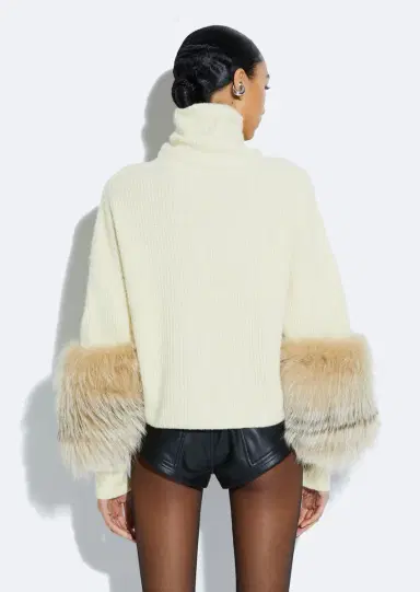 LAPOINTE Cashmere Turtleneck Sweater With Fur | Thumbnail 2 LAPOINTE Cashmere Turtleneck Sweater With Fur | Thumbnail 2