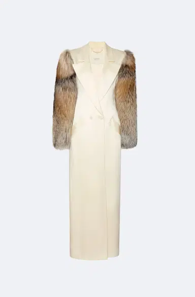 Lapointe Satin Double Breasted Coat With Fur | Thumbnail 3 Lapointe Satin Double Breasted Coat With Fur | Thumbnail 3