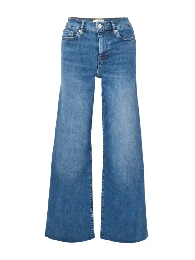 Le Slim Palazzo Distressed High-rise Wide-leg Organic Jeans