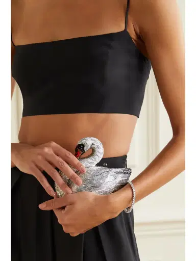 Judith Leiber Couture Swan Odette Crystal-embellished Silver-tone Clutch | Thumbnail 2