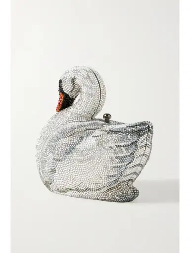 Judith Leiber Couture Swan Odette Crystal-embellished Silver-tone Clutch | Thumbnail 3