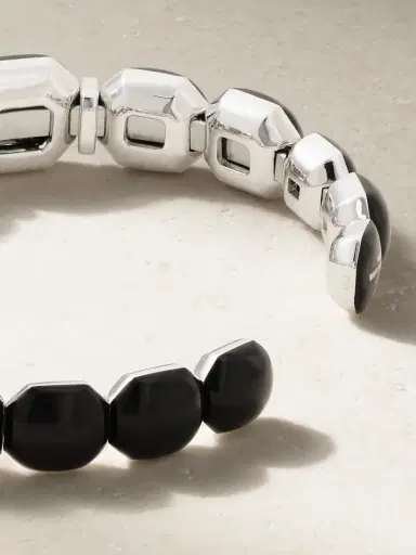 Nikos Koulis Oui 18-karat White Gold, Emerald, Diamond And Enamel Bangle | Thumbnail 3