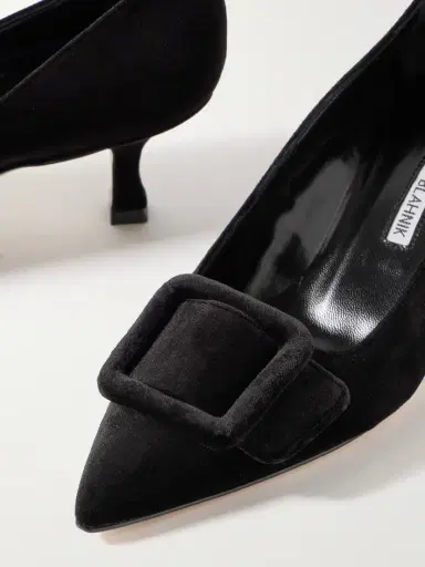Manolo Blahnik Maysale 50 Buckled Velvet Pumps | Thumbnail 4