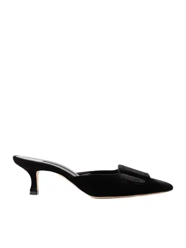 Manolo Blahnik Maysale 50 Buckled Velvet Mules | Thumbnail 1 Manolo Blahnik Maysale 50 Buckled Velvet Mules | Thumbnail 1