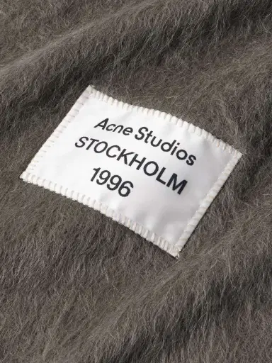 Acne Studios Appliquéd Fringed Brushed Alpaca-blend Scarf | Thumbnail 3 Acne Studios Appliquéd Fringed Brushed Alpaca-blend Scarf | Thumbnail 3