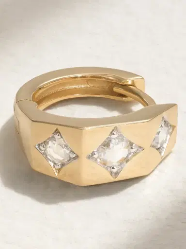 Marie Lichtenberg Ecrou Petite 18-karat Gold Diamond Single Hoop Earring | Thumbnail 3