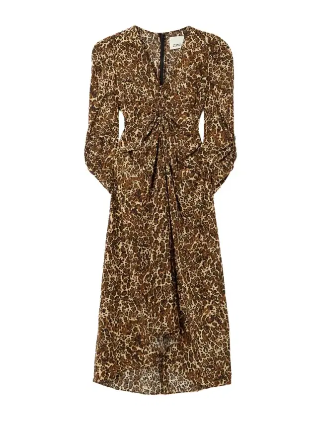 Albini Gathered Leopard-print Silk-blend Midi Dress