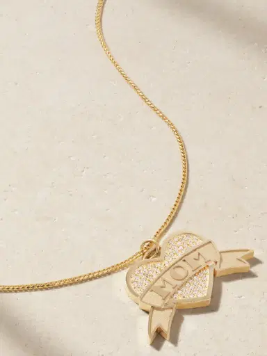 Established Mom Tattoo Small 18-karat Gold Diamond Necklace | Thumbnail 4
