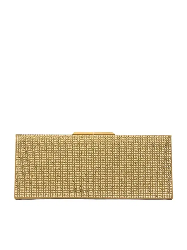 Midnight Crystal-embellished Satin Clutch