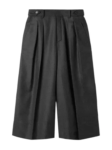 Saint Laurent Flared Pleated Cashmere Shorts | Thumbnail 1