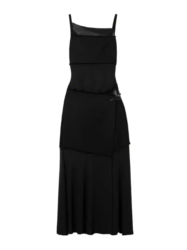 Dani Paneled Faux Leather-trimmed Chiffon And Frayed Jersey Maxi Wrap Dress
