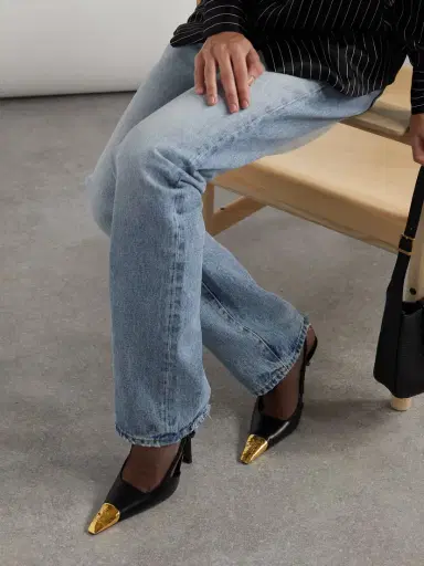 Saint Laurent Jeanne Embellished Glossed-leather Slingback Pumps | Thumbnail 2