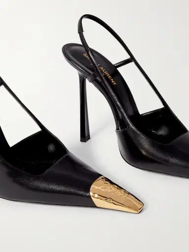 Saint Laurent Jeanne Embellished Glossed-leather Slingback Pumps | Thumbnail 4