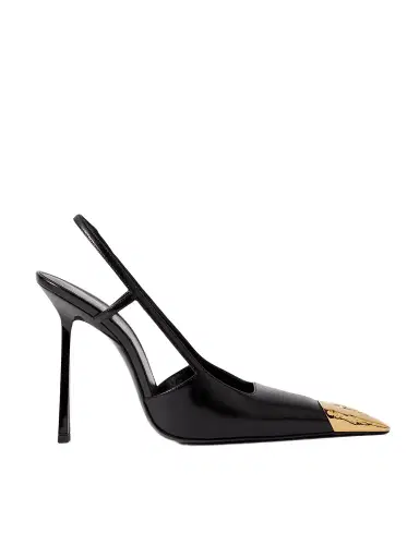 Saint Laurent Jeanne Embellished Glossed-leather Slingback Pumps | Thumbnail 1