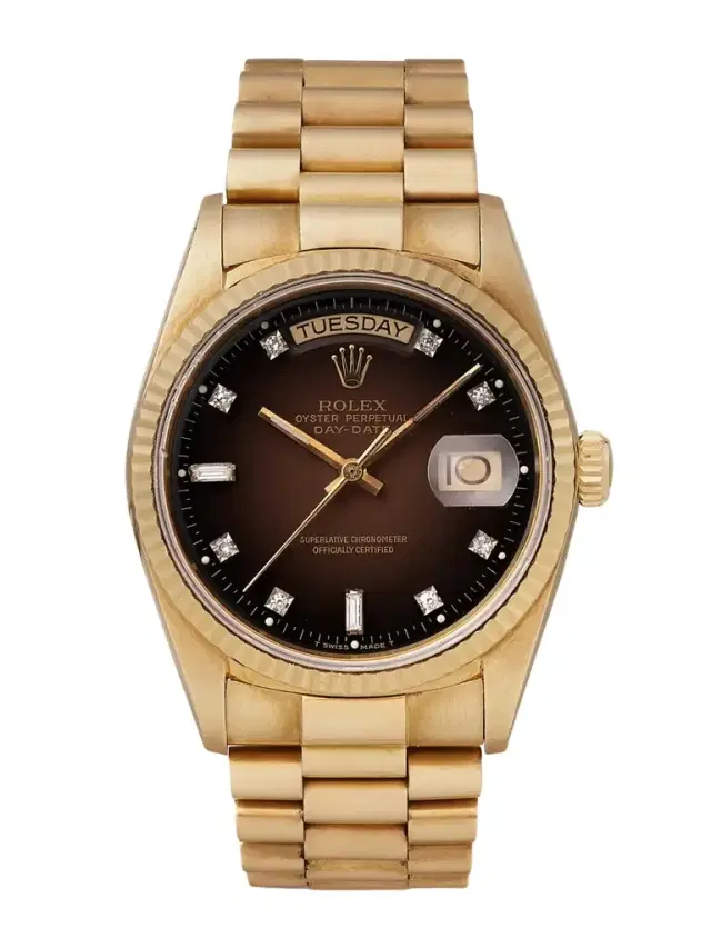 + Rolex Vintage 1986 Oyster Perpetual Day-date President Automatic 36mm 18-karat Gold Diamond Watch, Ref. No., 18083