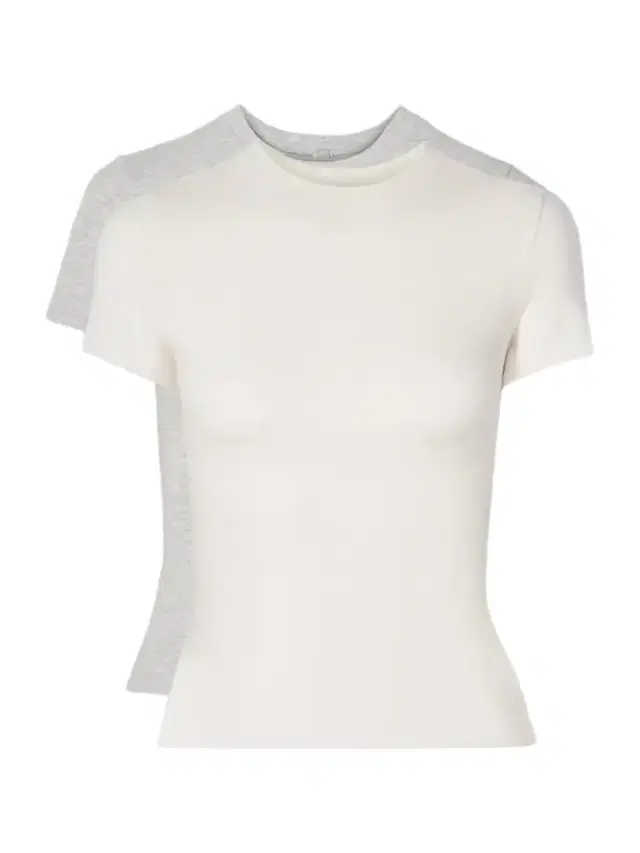 Set Of Two Stretch-cotton Jersey T-shirts - Light Heather Grey, Marble