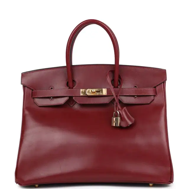 Vintage Hermes Birkin 35 Rouge H  Box Calf Gold Hardware
