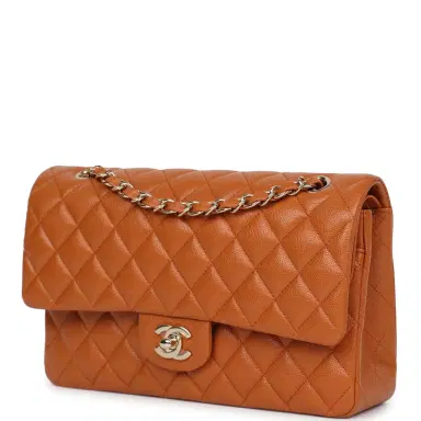 Chanel Chanel Medium Classic Double Flap Bag Caramel Shiny Caviar Light Gold Hardware | Thumbnail 2