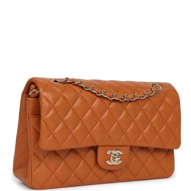 Chanel Chanel Medium Classic Double Flap Bag Caramel Shiny Caviar Light Gold Hardware | Thumbnail 3
