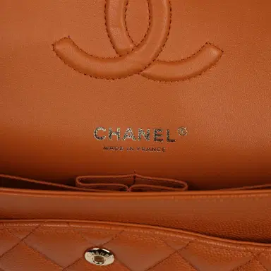 Chanel Chanel Medium Classic Double Flap Bag Caramel Shiny Caviar Light Gold Hardware | Thumbnail 7