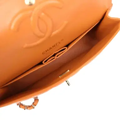 Chanel Chanel Medium Classic Double Flap Bag Caramel Shiny Caviar Light Gold Hardware | Thumbnail 8