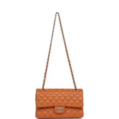 Chanel Chanel Medium Classic Double Flap Bag Caramel Shiny Caviar Light Gold Hardware | Thumbnail 9